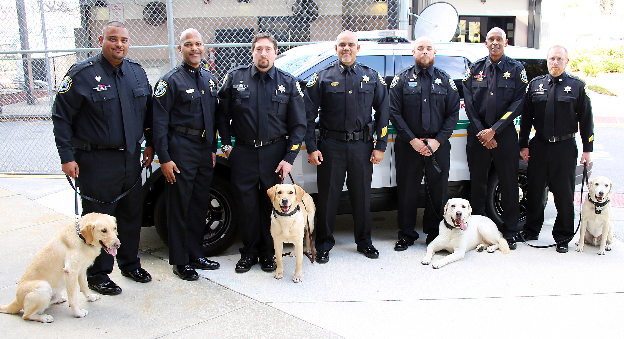 Image of K9s, DCs, and Chief